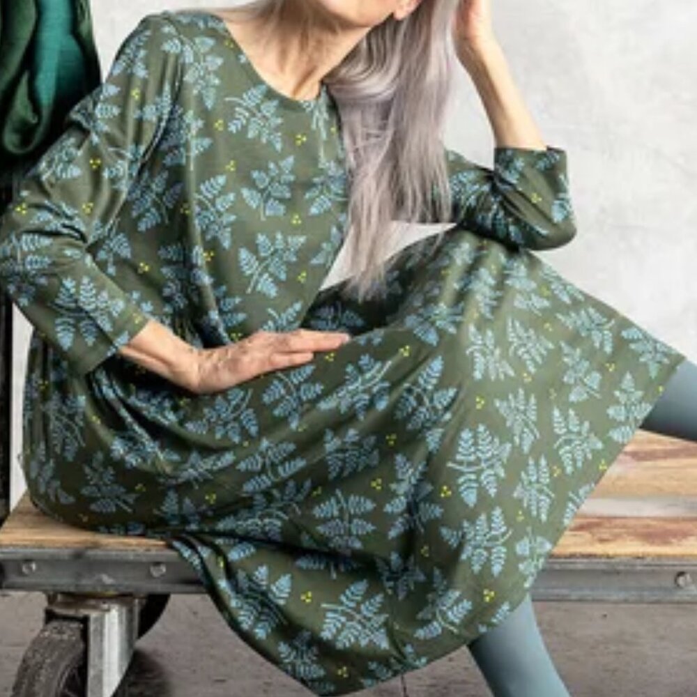 Gudrun Sjoden Judit Jersey Midi Dress in organic cotton/modal in Forest Green